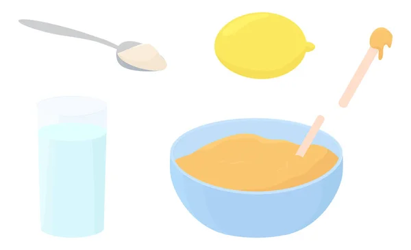 Ricetta Illustrazione Pasta Zucchero Depilazione Depilazione Isolata Bianco Coppa Spatola — Vettoriale Stock