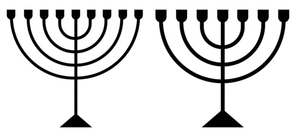 Hanukkah Menorah Candelabro Sinal Preto Isolado Branco Ícone Religião Silhueta — Vetor de Stock