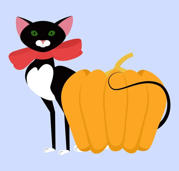 Carte Halloween chat noir — Image vectorielle