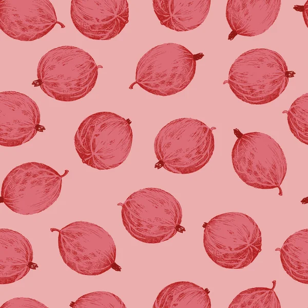 Motif sans couture de groseilles à maquereau rouges colorées — Image vectorielle
