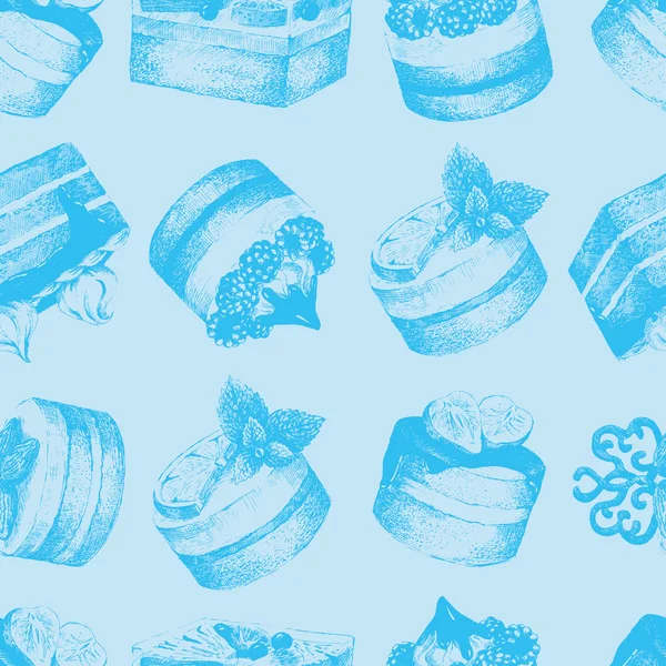 Tårtor blå seamless mönster — Stock vektor