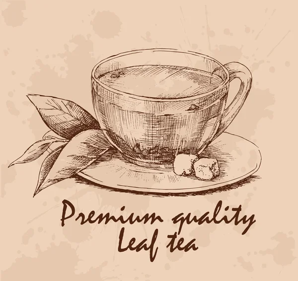 Tazza di tè in foglia — Vettoriale Stock