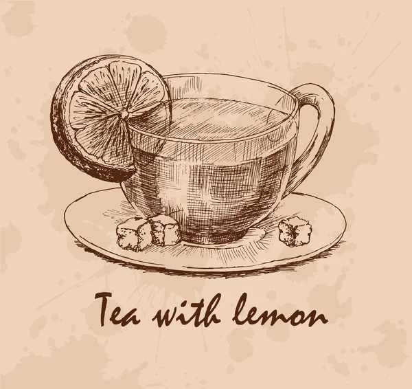 Tee mit Zitrone — Stockvektor