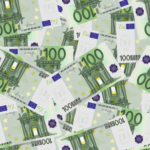 Billetes de 100 euros sin costura — Vector de stock