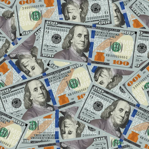 100 dolarové bankovky bezešvé — Stockový vektor