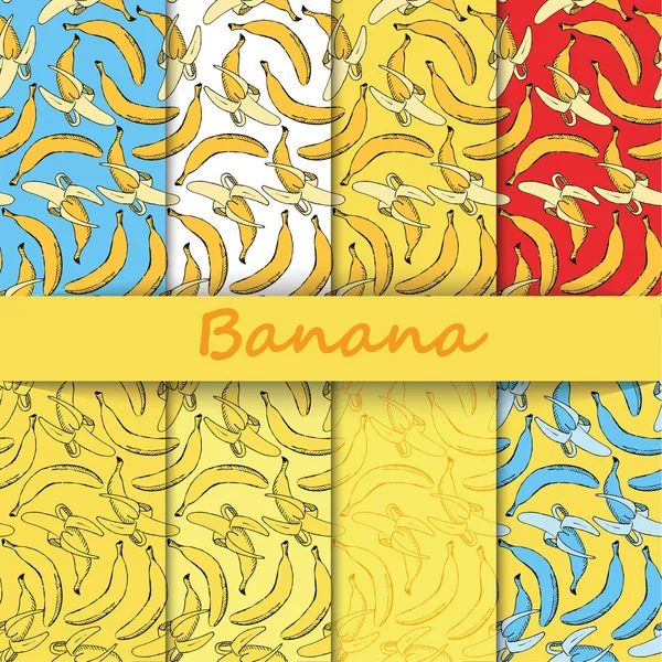 バナナ色の落書きシームレスのセット — ストックベクタ