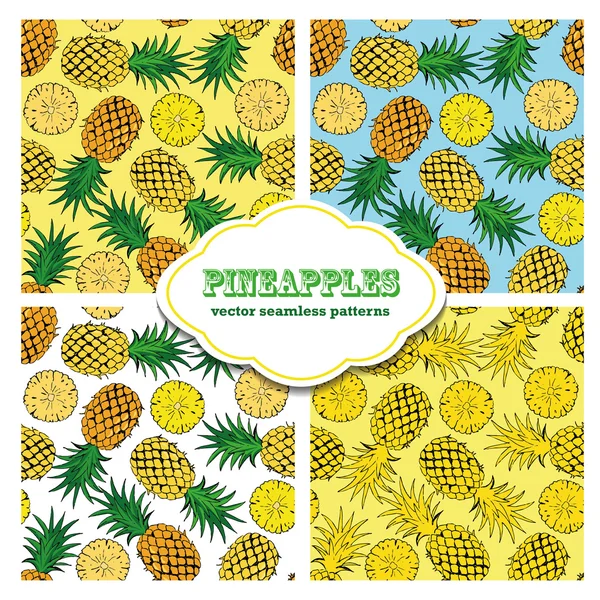 Ananas farbiges Doodle nahtloses Muster — Stockvektor