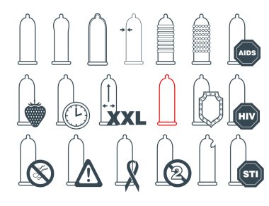 Prezervatif Icons set
