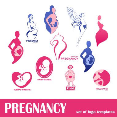 Set of template pregnancy logo design clipart