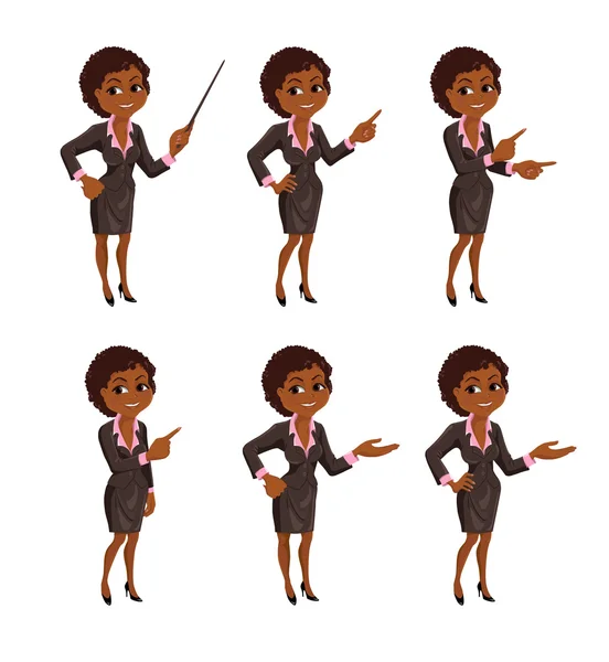 Мультфильм Афро-американская бизнес-женщина презентация — стоковый вектор