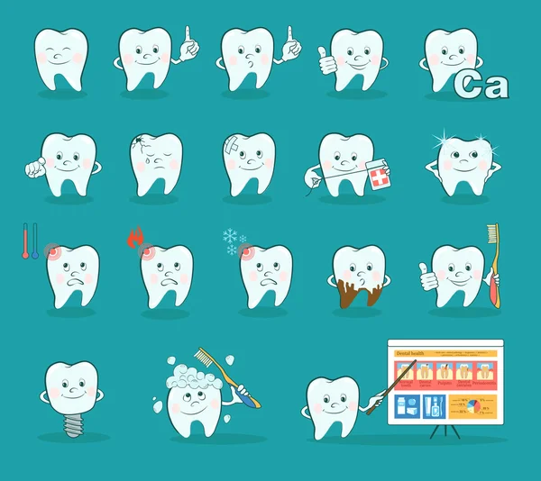 Cartoon teeth set — Stock Vector