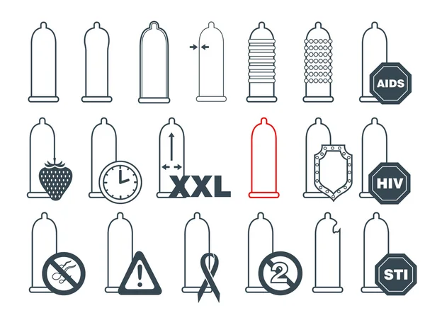 Prezervatif Icons set