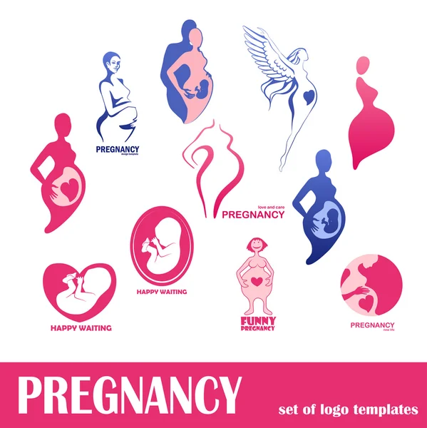 Satz von Vorlagen Schwangerschaft Logo Design — Stockvektor