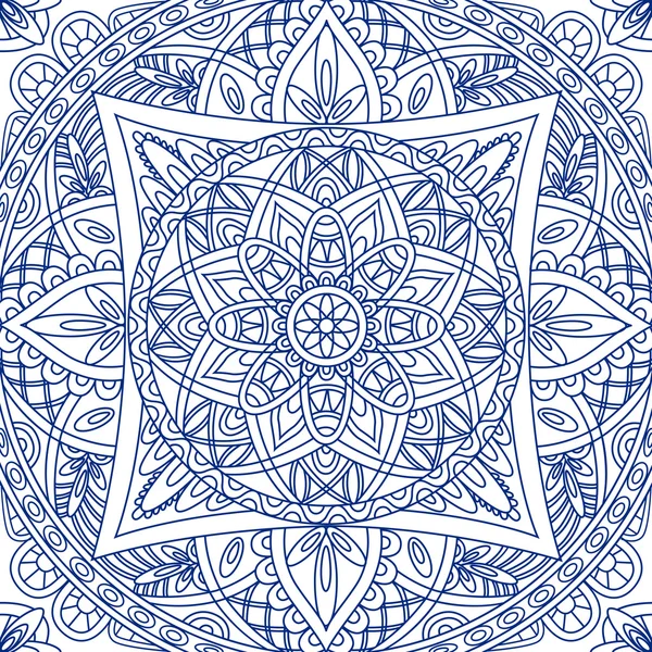 Patrón sin costura azul mandala — Vector de stock