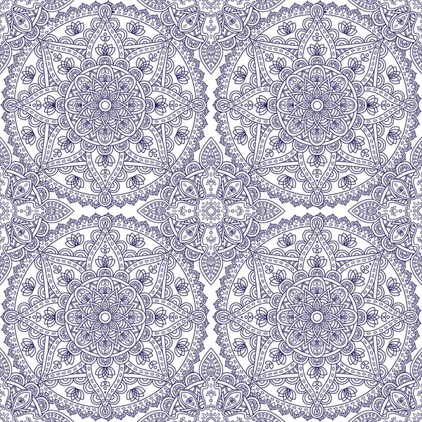 Patrón sin costura azul mandala — Vector de stock