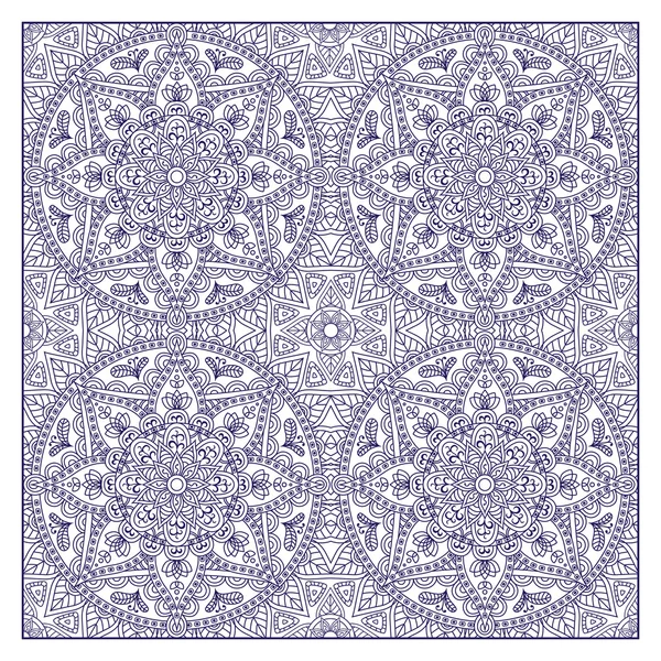 Patrón cuadrado azul mandala — Vector de stock