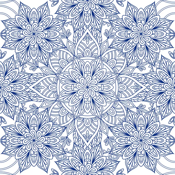 Mandala bleu motif sans couture — Image vectorielle