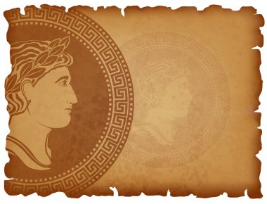 Antik Roma madalyon ile eski kağıt arka plan
