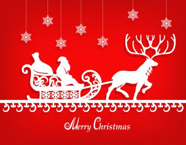 Noel Baba kağıt silueti kırmızı doku arka planda