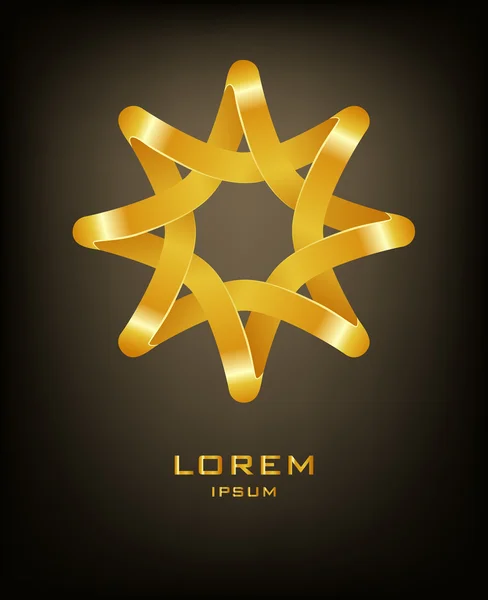 Altın sekiz köşeli yıldız logo tasarım şablonu — Stok Vektör