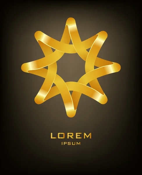 Altın sekiz köşeli yıldız logo tasarım şablonu