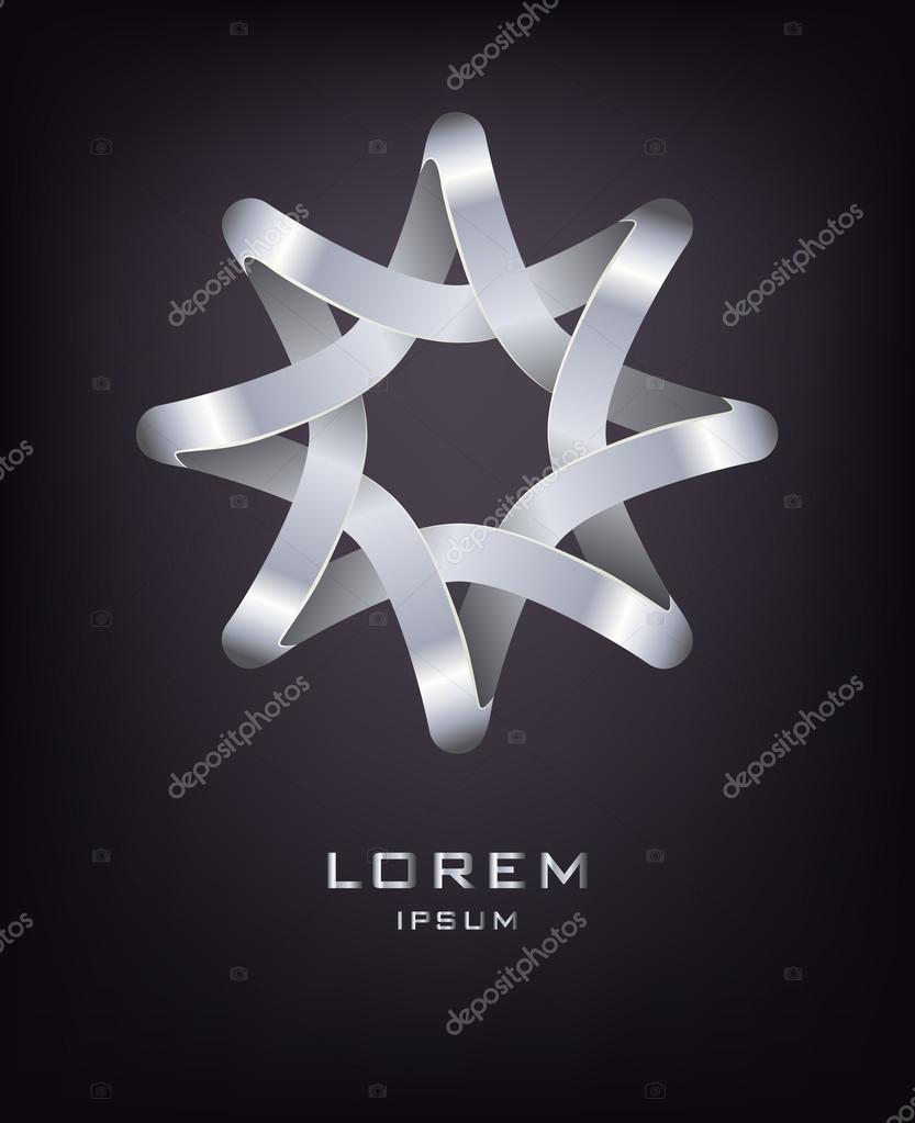 Eight-pointed star logo design template. Corporate icon such as logotype. Infinite loop quadrangles forming octagonal stella. Vector