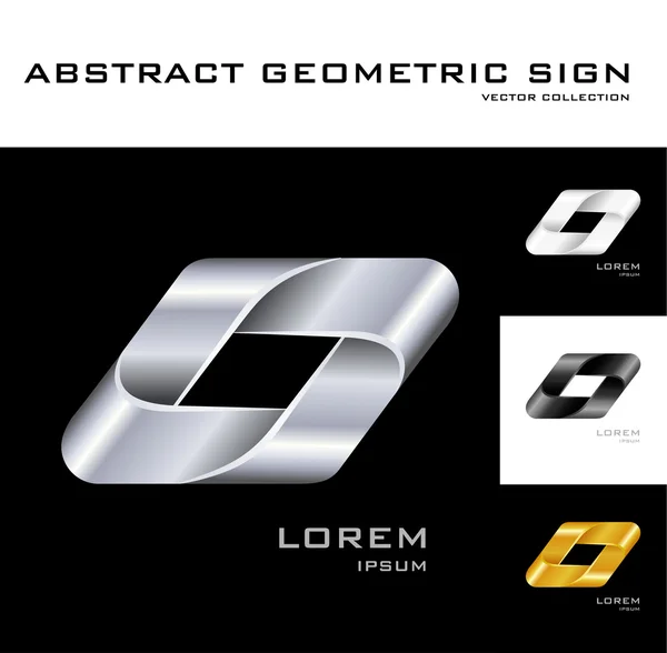 Geometrisches Zeichen Logo Design Vorlage schwarz weiß gold silber — Stockvektor