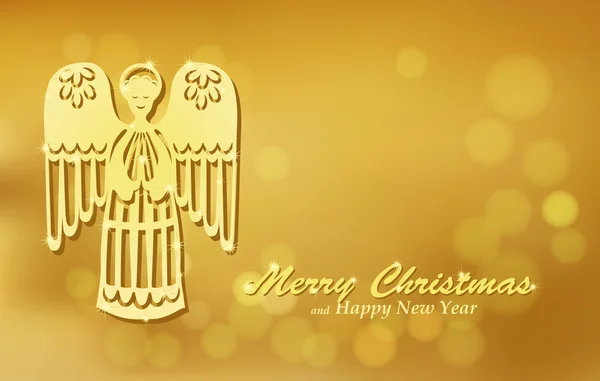 Christmas gold background with angel — Stock Vector