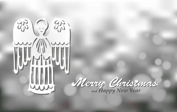 Christmas silver background with angel — Stock Vector