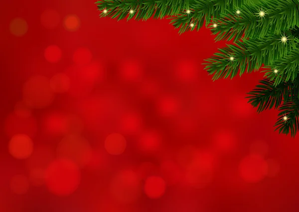 Red background with fir branch — Stock vektor