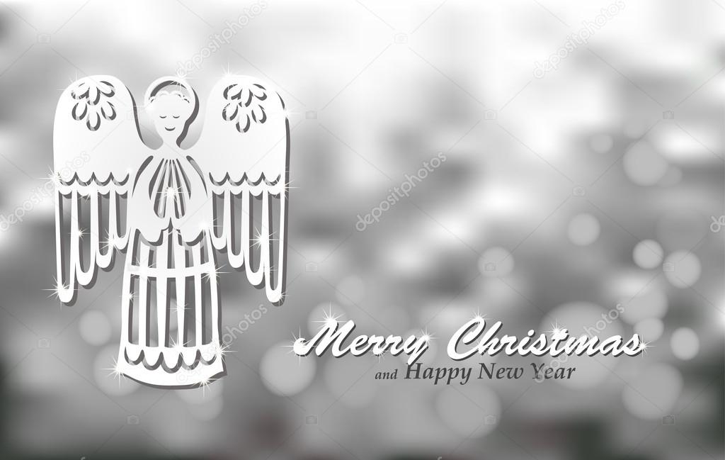 Christmas silver background with angel