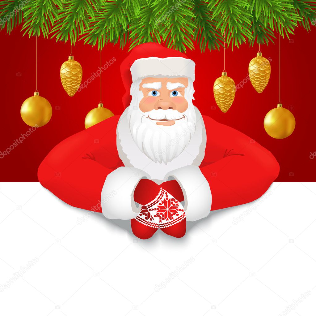 Santa Claus copy space red background