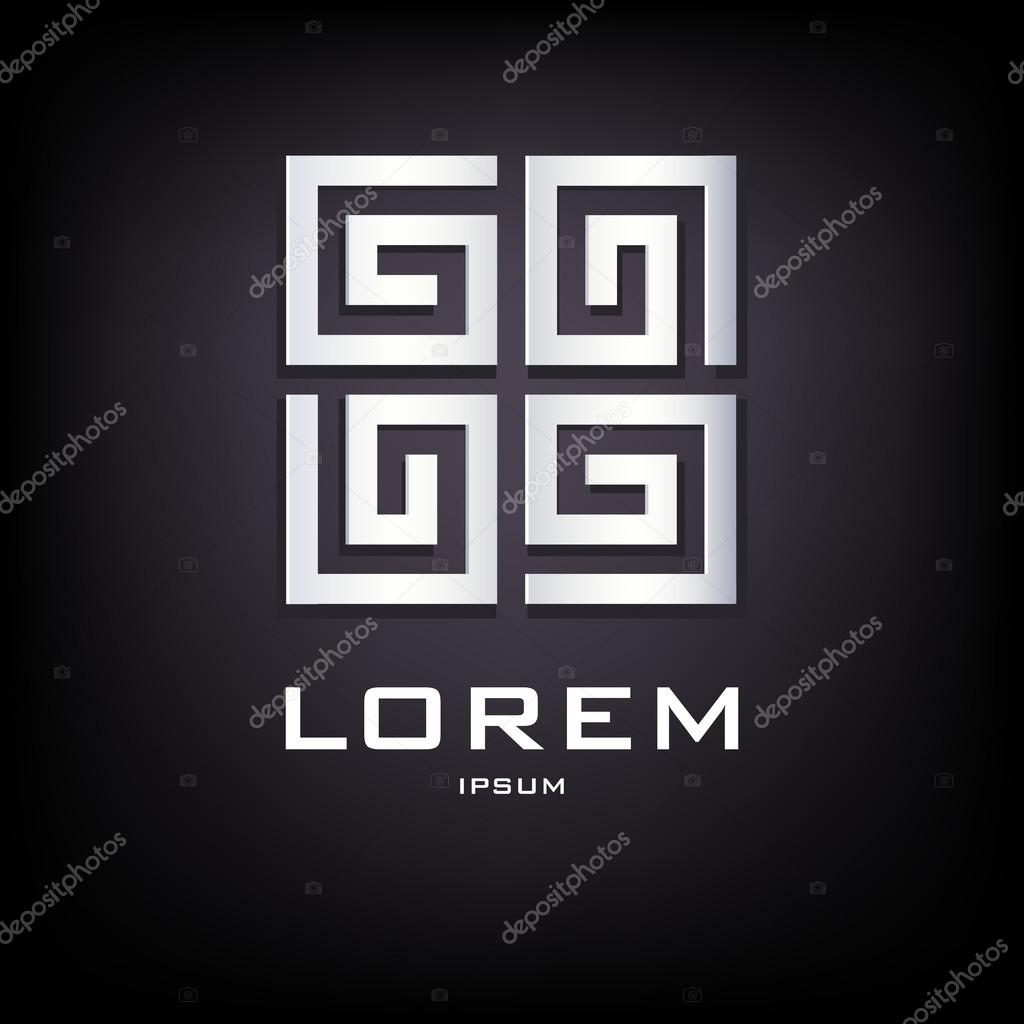 Geometrical silver logo design. Corporate icon such as logotype. Silver geometrical sign. Vector.