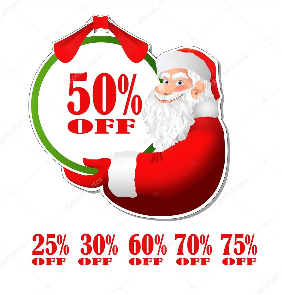 Discount sticker with Santa Claus