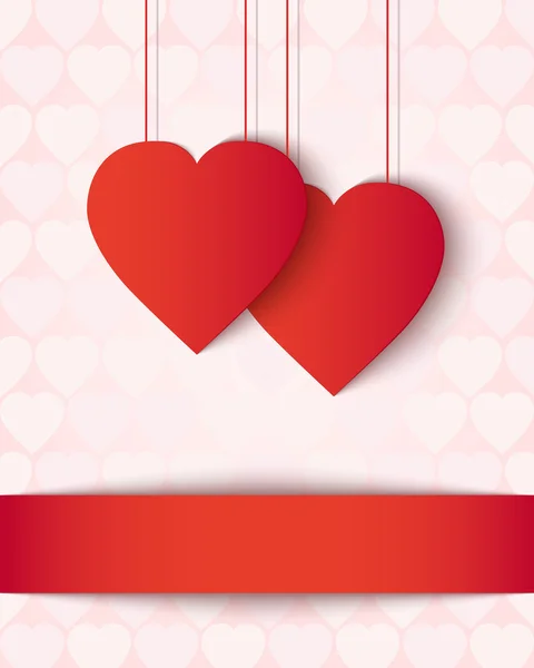 Cartão de dois corações de papel — Vetor de Stock