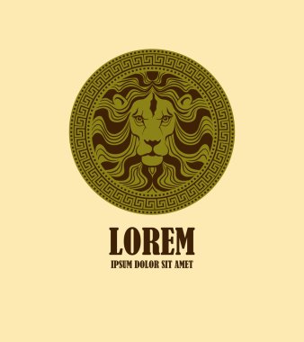 Aslan madalyon logo tasarım şablonu baş
