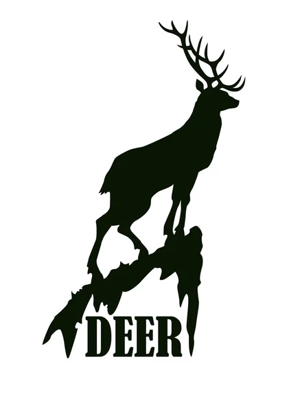 Deer on the rock logo design template — Stock Vector