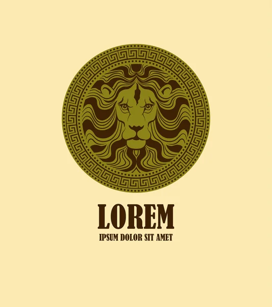 Aslan madalyon logo tasarım şablonu baş