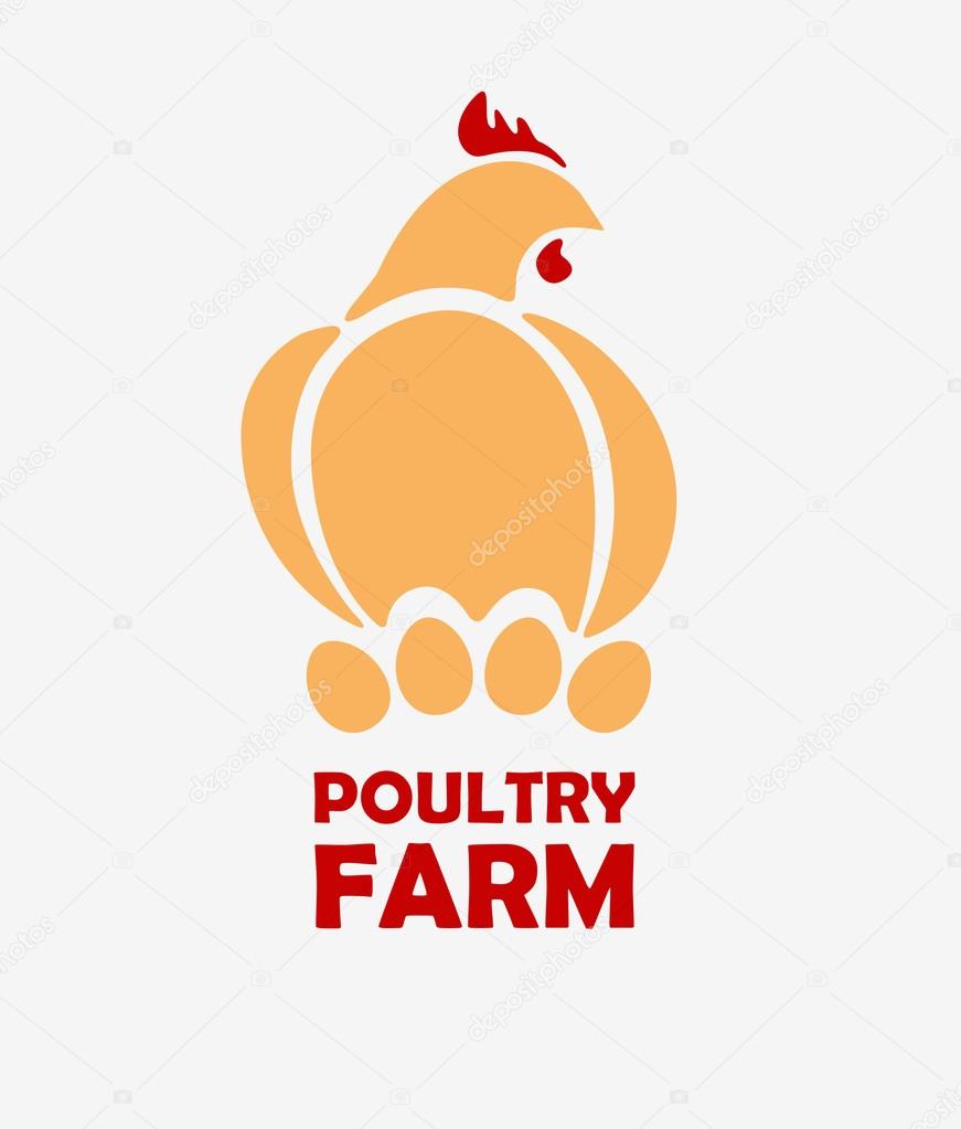Chicken logo design template. Stylizing hen eggs hatch icon such us logotype. Vector illustration