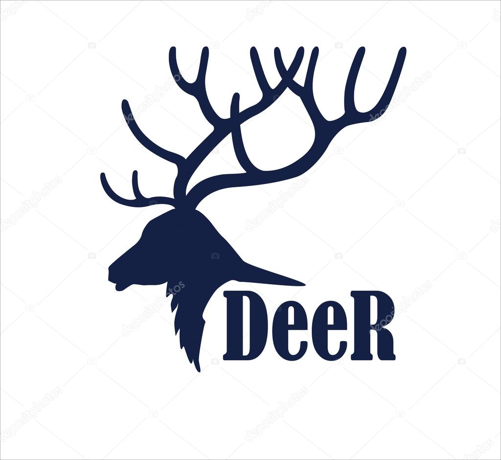 Deer logo design template. Silhouette of deer head in profile such as logotype. Vector illustration