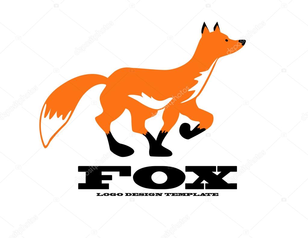 Fox logo design template. Stylized cartoon fox icon such as logotype. Vector illustration
