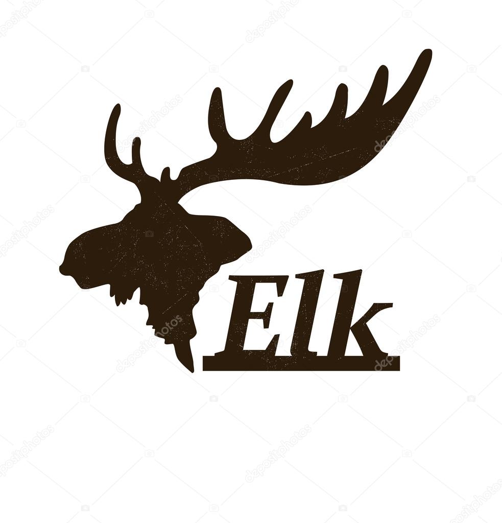 Elk logo design template. Silhouette of elk head in profile icon such as logotype. Vector illustration