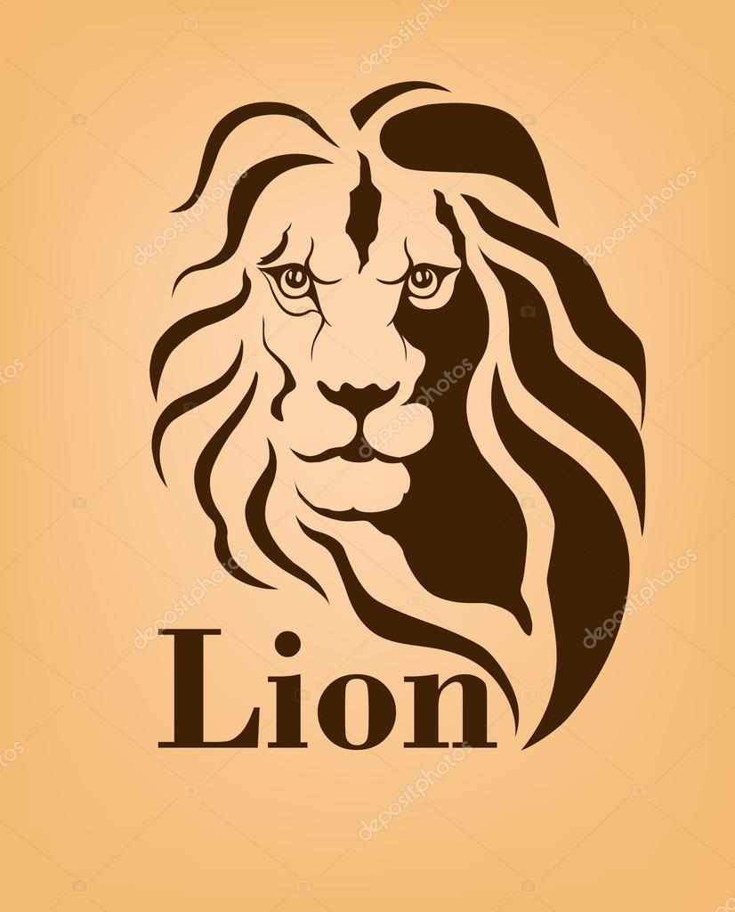 Lion logo design template. Stylized lion head icon such as logotype. Vector illustration