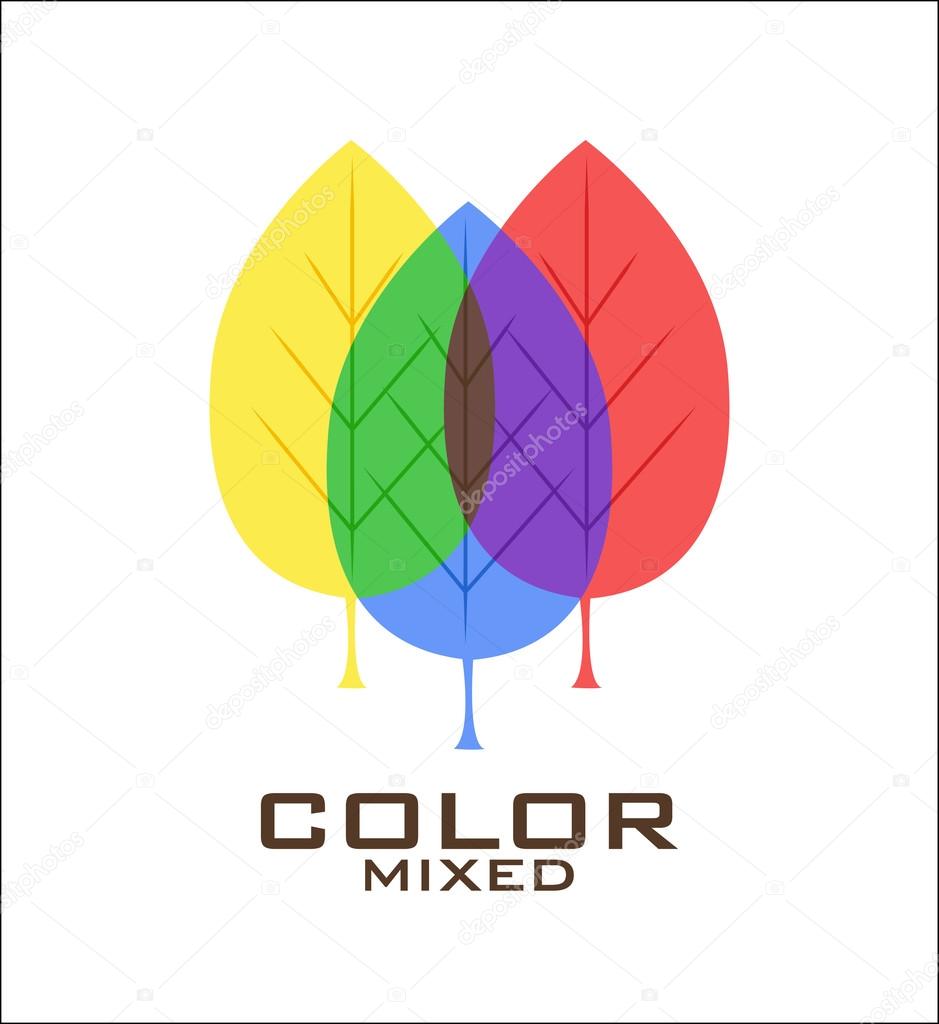 Primary color leaves logo design template