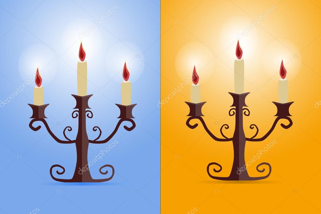 Two candlesticks Victorian lighted