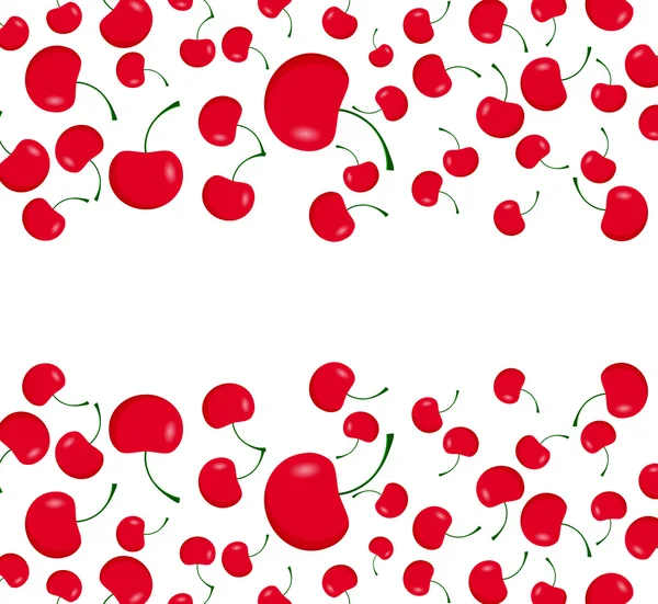A lot of red cherries — Stock Vector