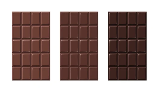 Tres chocolates sobre fondo blanco — Vector de stock