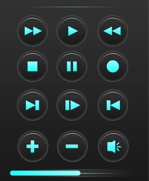 メディアプレーヤーボタンコレクションベクトルデザイン要素 — ストックベクタ