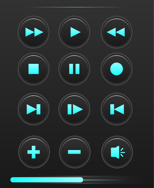 Media player buttons collection vector design elements