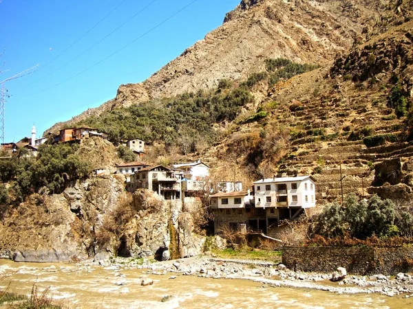 Coruh River Bridge Twee Benen Rotsachtige Vallei — Stockfoto